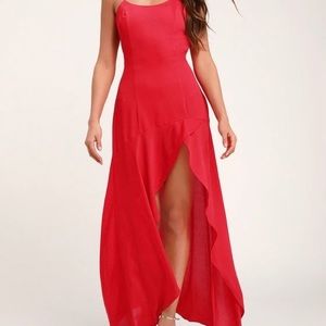 Lulus Red Ruffled High-Low Dress